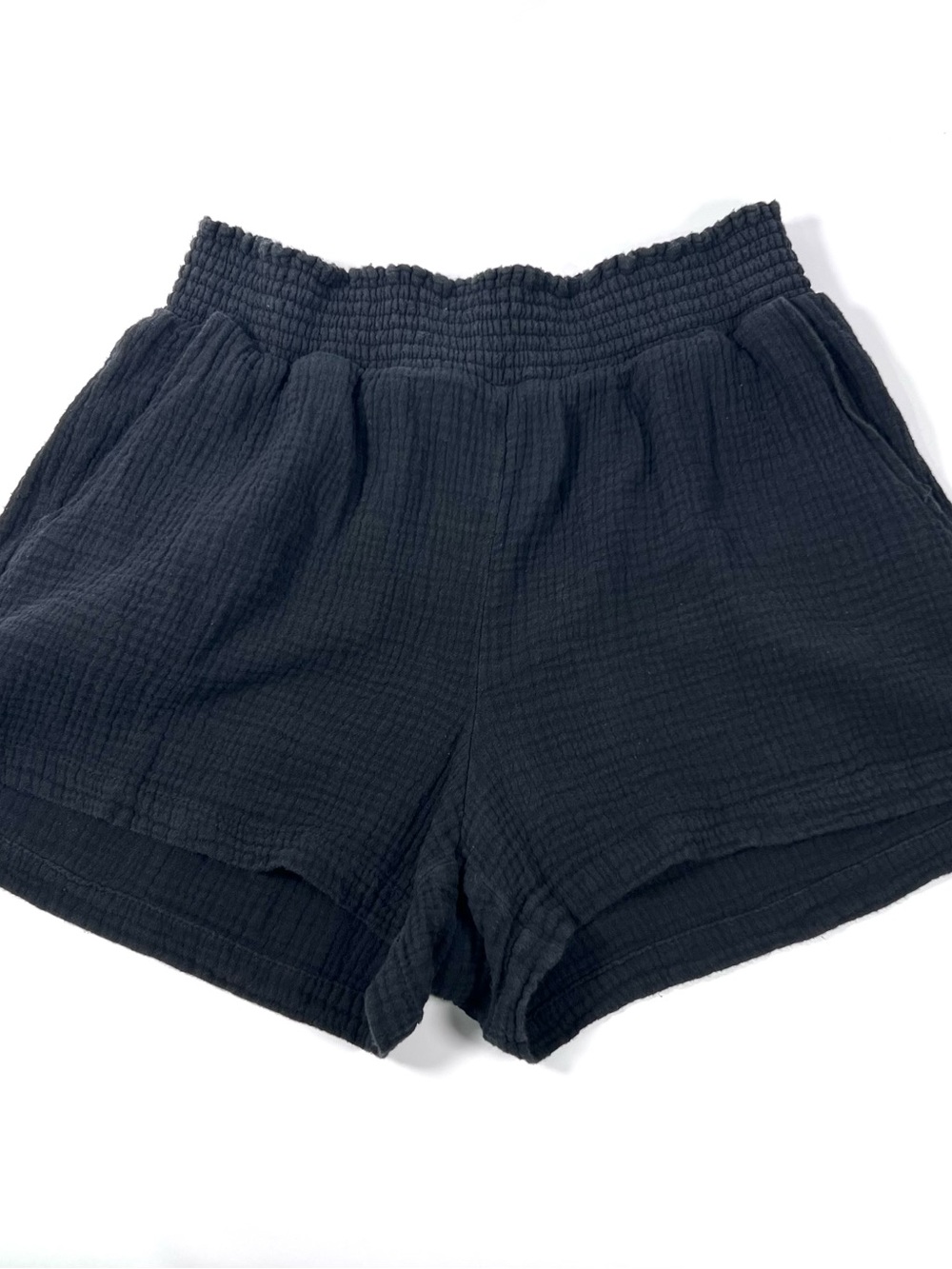 Evereve Black Gauze Shorts L Cotton CottageCore Coastal Chic